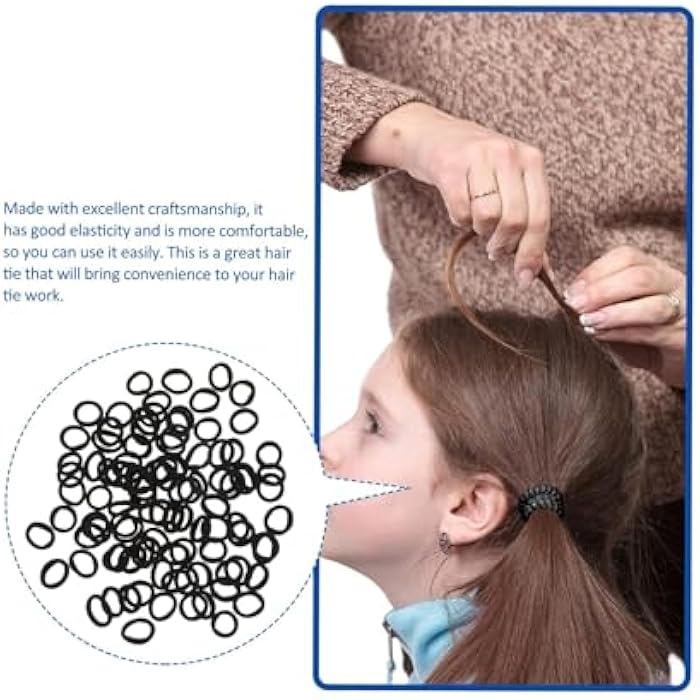 42Pcs Seamless Mini Hair Ties Elastic Hair Bands Ponytail Holders for Kids Baby Girls (Black) - Image 3